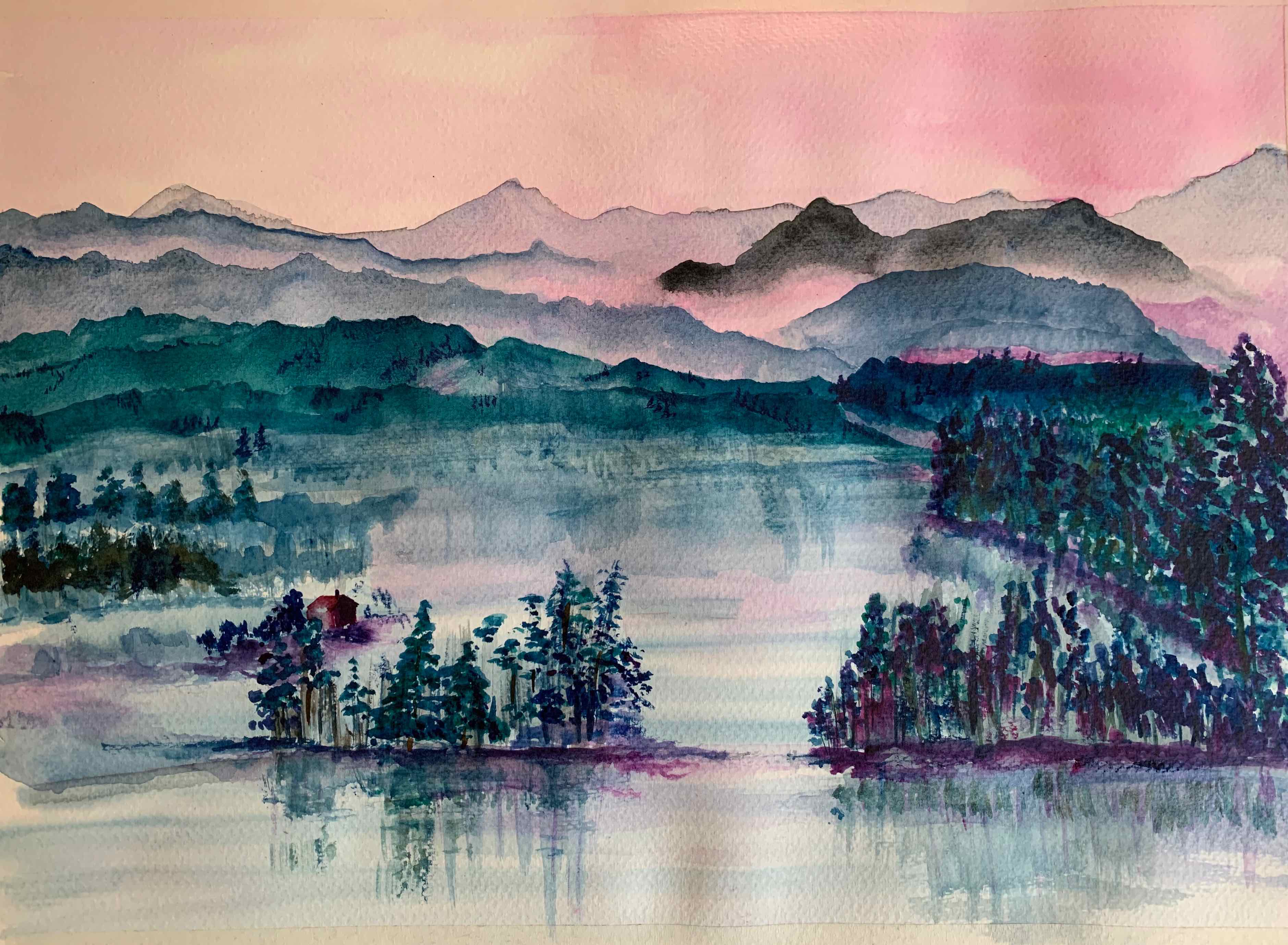 Morning Mist Envelopes the Alps — painting by Anirak Edza