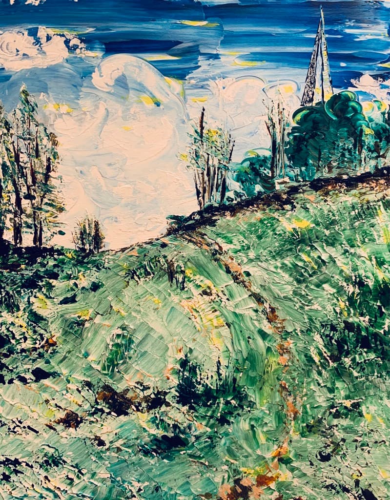 Up towards St Mary's Steeple — painting by Anirak Edza